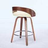Bar Stools Set of 2, Swivel Bar Height Stools with Low Back, Wood Bar Chairs with Soft Cushion Seat, W1143P173432