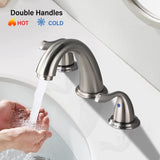8-Inch 3 Holes 2 Handles Bathroom Sink Faucet, Brushed Nickel W122466237