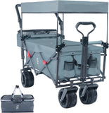 Collapsible Wagon Heavy Duty Folding Wagon Cart with Removable Canopy, 4" Wide Large All Terrain 37139620