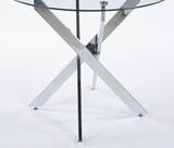 Dining Table with cross metal leg and tempered glass,Modern Space Saving Kitchen Table for Living 36989870