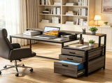 63 Inch Ergonomic Computer Desk with Drawers and Monitor Stand, Office Desk 23001522