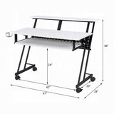 Music Recording Studio Desk with Keyboard Tray, White and Black B016P312638