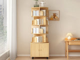 Rotating Bookshelf, 360 Degree Display 5 Tier Corner Bookshelf with Drawer for Small Space, Floor W2641P375499