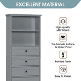 ZNTS Gray Tall Storage Cabinet with 3 Drawers and Adjustable Shelves for Bathroom, Study, Office and 62014329