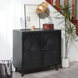 Modern Black Wood Storage Cabinet, 31in Accent Cabinet with Embossed Door for Living Room, Bedroom, W2729P239176