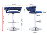 Set of 2 Bar Stools,with Chrome Footrest and Base Swivel Height Adjustable Mechanical Lifting Velvet W1249P247741