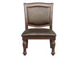 Traditional Dining Wooden Side Chairs Set of 2 Brown Cherry Finish Faux Leather Upholstery Home B01149812