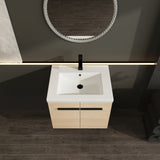 LEVISTAR Oak 24 Inch Bathroom Vanity with resin Countertop Sink, 2 Doors Bathroom Cabinet Set W1972P165042