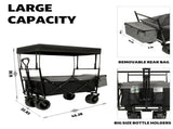 480Lbs Collapsible Wagon with Canopy,Wagon Stroller with 7" All-Terrain Wheels, Lightweight Foldable 28469453