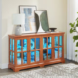 LED Curio Display Cabinet Antique Display Cabinet with Glass Doors Adjustable Shelves for W2275P292661