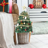 ZNTS 20 in Pre-lit Artificial Mini Christmas Tree, Tabletop Small Xmas Pine Tree with Ornaments and 30 49671594