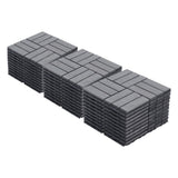 30 PCS Interlocking Deck Tiles Checker Pattern, 12" x 12" Square Light Gray Acacia Hardwood Outdoor W2391P160134