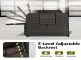 Patio Rattan Daybed Set, 2-in-1 Wicker Loveseat Sofa with Multipurpose Ottoman & Retractable Side 71173941