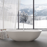 67" Freestanding Solid Surface Bathtub, Stone Resin Freestanding Bath Tub with Overflow and Pop-up W1573P225099