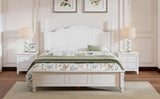 Queen Size Wood Platform Bed Frame,Retro Style Platform Bed with Wooden Slat Support,White WF308185AAK