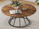 Brown 47" Round Dining Table , Family-Sized for 4-6 People, Hourglass Metal Base & Curved Tabletop 32267114