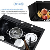 Workstation 33-inch Drop-In Kitchen Sink R10 Radius Stainless Steel Kitchen Sink Single Bowl with JYSB322MB