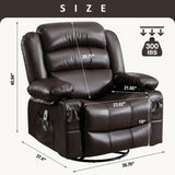 Massage Swivel Rocker Recliner Chair with Vibration Massage and Heat Ergonomic Lounge Chair for W1521130741