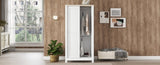 ZNTS Bedroom Storage Wardrobe with Hanging Rods and 2 Drawers and Open Shelves,Sliding Door,White 56629304