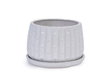 Handmade White Glazed Ceramic Planter Set of 2, 6" & 8" Diameter, Bamboo-like Pattern, for Orchids 89494028
