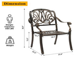 Set of 2 Cast Aluminum Patio Dining Chairs, Stackable Outdoor Bistro Chairs with Armrests for 93510049