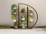 62.2 Inch Tall Metal Indoor Plant Stand with Grow Lights, 9 Tier Moon-Shaped Plant Shelf with LED W3101P443485
