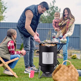 ZNTS Vertical Steel Charcoal Smoker, Heavy Duty Three Layer Round BBQ Grill Smokey Mountain Cooker for 11838107