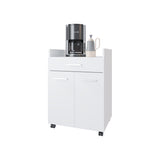FM FURNITURE Burnside Kitchen Cart with 2 Doors and 1 Drawer, White B128P301404