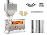 WoBurning Stove with Oven - Portable Pellet Stove with Chimney Pipes, 304 Stainless Steel Outdoor 25608218
