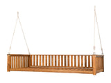 Patio Minimalist Twin Size Garden Swing Bed Wood Porch Swing with Ropes for Backyard, Safe N717P214425D