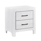 Modern White Finish 1pc Nightstand of 2x Drawers Black Hardware Wooden Bedroom Furniture B011P146407
