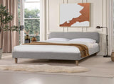 Diego Low Upholstered Platform Bed, Queen, Light Grey Polyester B2719P238661