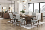 Walnut Finish Wood Side Chairs Set of 2, Gray Textured Fabric Upholstered Seat and Back Modern B011P196956