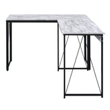 ZNTS Antique White and Black 35.5" Writing Desk with Metal Sled Base B062P184522