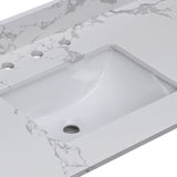 ZNTS Bathroom Sink Rectangle Deep Bowl Pure White Porcelain Ceramic Lavatory Vanity Sink Basin with W122552210