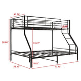 Heavy Duty Twin-Over-Full Metal Bunk Bed, Easy Assembly with Enhanced Upper-Level Guardrail, Black W84056876