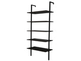5-layer wall-mounted household steel-wood shelf, density board, iron frame, 61*30.5*182.88cm, black 64446382