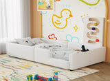 Twin Size Upholstered Platform Bed with Guardrail and Charging Station, White N709P186347K