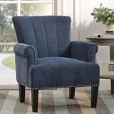 ZNTS Accent Rivet Tufted Polyester Armchair ,Navy Blue PP212520AAW