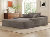 NEW Convertible Chaise Lounge Chair Plush with Wide Armrest & Throw Pillows, Cozy Boneless Sleeper W3975P549237