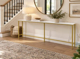 62.99"x7.87"x31.10" Console Table, MDF with Melamine Veneer & Iron Frame, with Power Outlet, White & 08773867