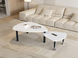 360 degree roratable White Sintered Stone Top Rotatable modern Coffee Table for Living Room, rock W2899P372758
