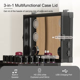 Portable Nail Art Table w/ LED Mirror, Bluetooth, Lockable Drawers, Telescopic Pole - Folding W2700P303415