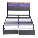 ZNTS Full Bed Frames with Storage Headboard and Drawers, LED Platform Bed Frame Full Size, LED 97563678