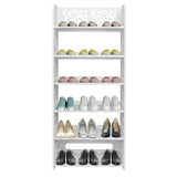 ZNTS Wood-plastic Board Six Tiers Carved Shoe Rack White A 26180822