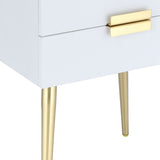 White and Gold Side Table with 2 Drawer B062P181392