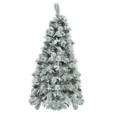 ZNTS 6FT Pre-Lit Spruce Snow Flocked Christmas Tree with Pine Cones, Artificial Xmas Tree with 403 Branch N704P198470A