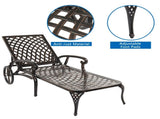 193*64.5*93cm Backrest Adjustable Courtyard Cast Aluminum Lying Bed Bronze 01637540