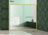 56"-60" W x 72" H Brushed Gold Aluminum Frame Double Sliding Shower Door, 1/4" Clear Tempered T5595P495095