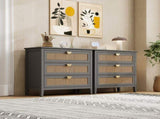 3 Drawer Cabinet,Natural rattan,American Furniture,Suitable for bedroom, living room, study W68858065